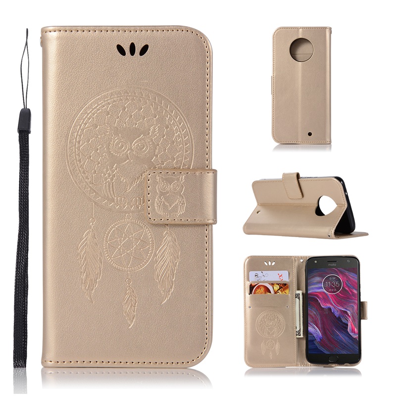Motorola Moto X4 Case,Embossed Design PU Leather Flip Wallet Stand Case