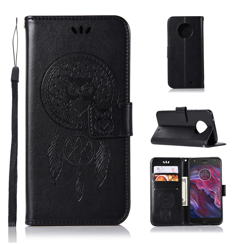 Motorola Moto X4 Case,Embossed Design PU Leather Flip Wallet Stand Case