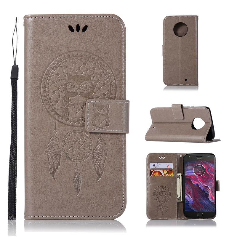Motorola Moto X4 Case,Embossed Design PU Leather Flip Wallet Stand Case