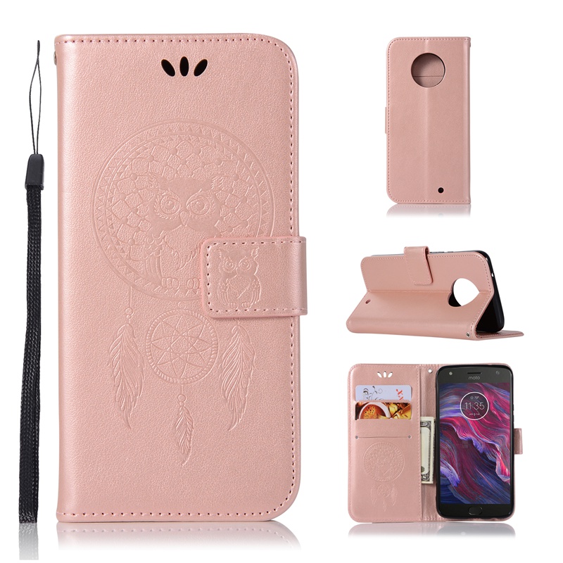 Motorola Moto X4 Case,Embossed Design PU Leather Flip Wallet Stand Case