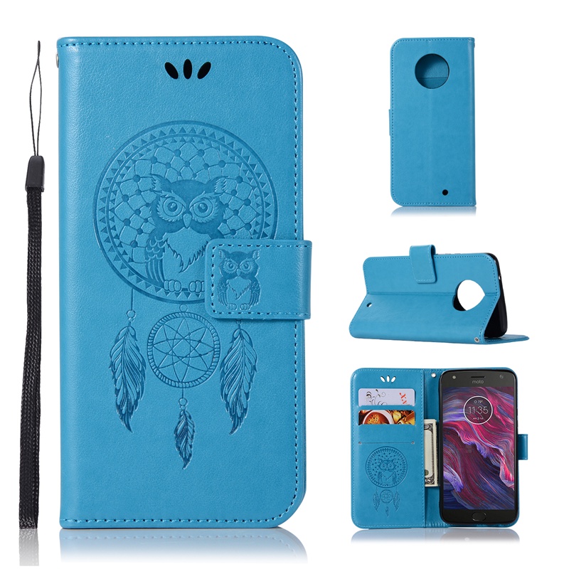 Motorola Moto X4 Case,Embossed Design PU Leather Flip Wallet Stand Case