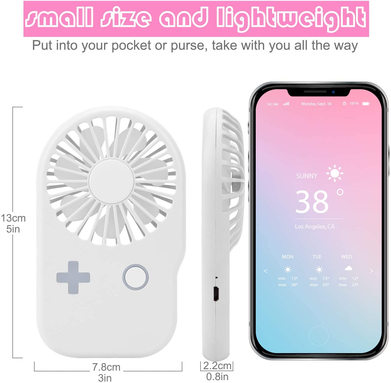 Portable Fan Mini Handheld Fan Powerful Speed Adjustable Pocket Personal USB Fan