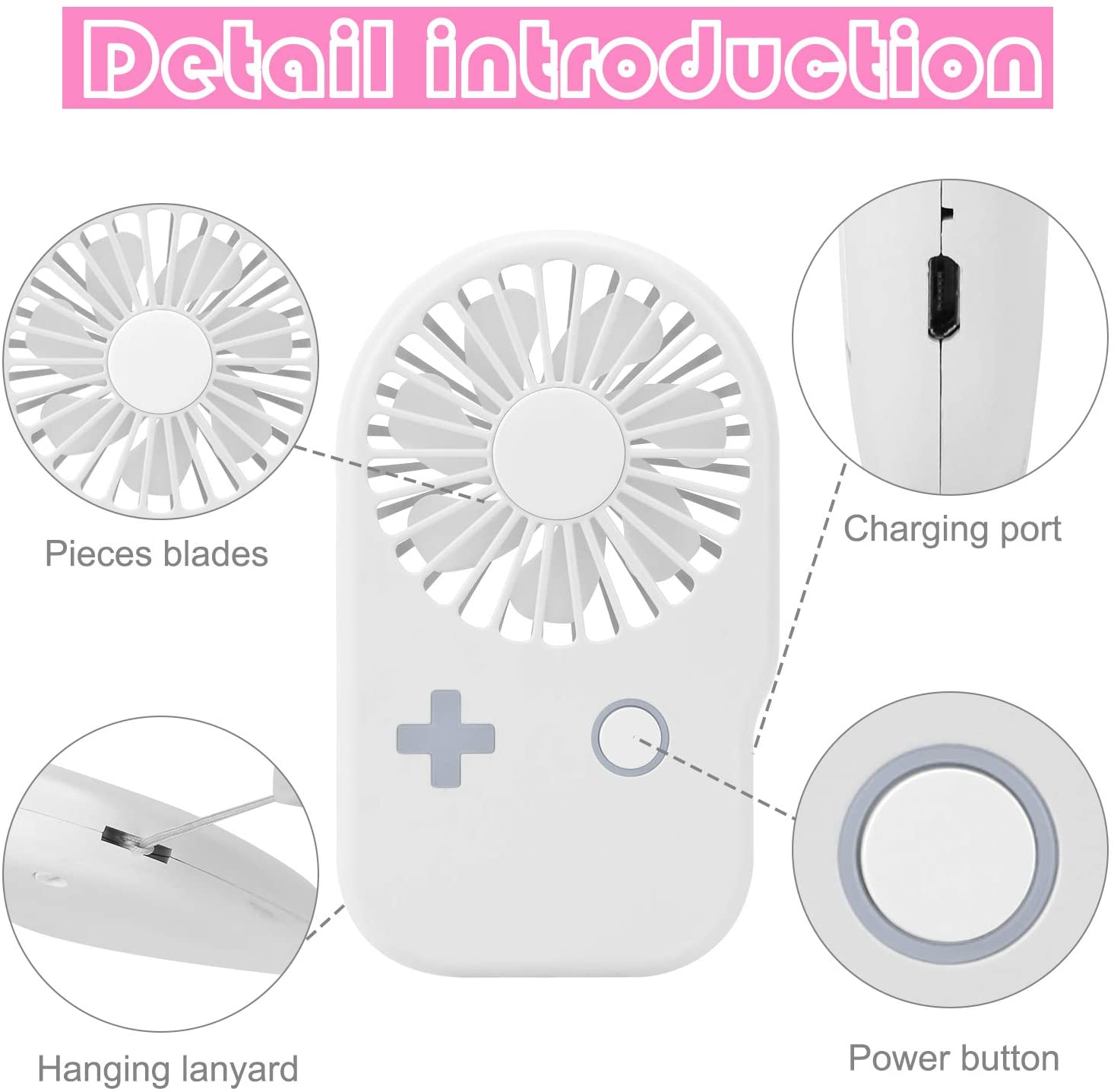 Portable Fan Mini Handheld Fan Powerful Speed Adjustable Pocket Personal USB Fan