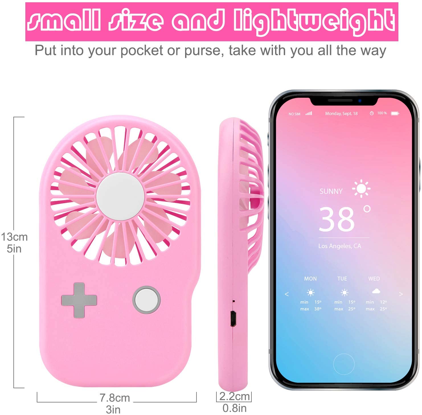 Portable Fan Mini Handheld Fan Powerful Speed Adjustable Pocket Personal USB Fan