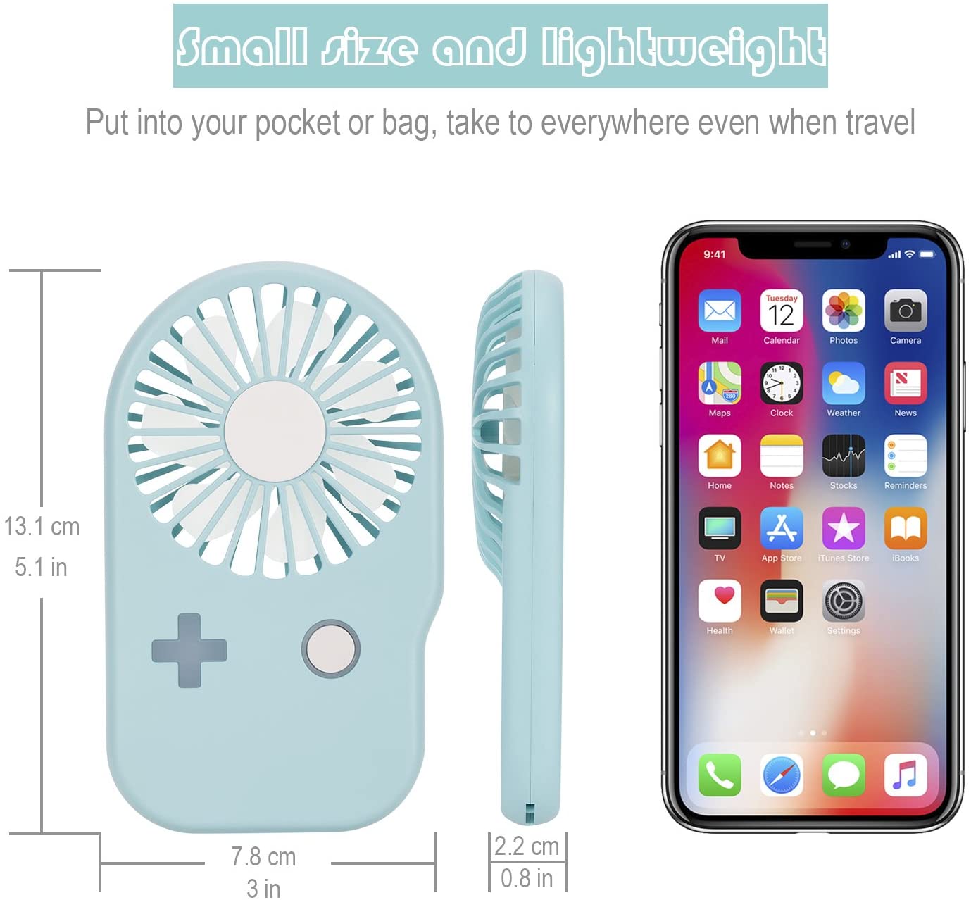 Portable Fan Mini Handheld Fan Powerful Speed Adjustable Pocket Personal USB Fan