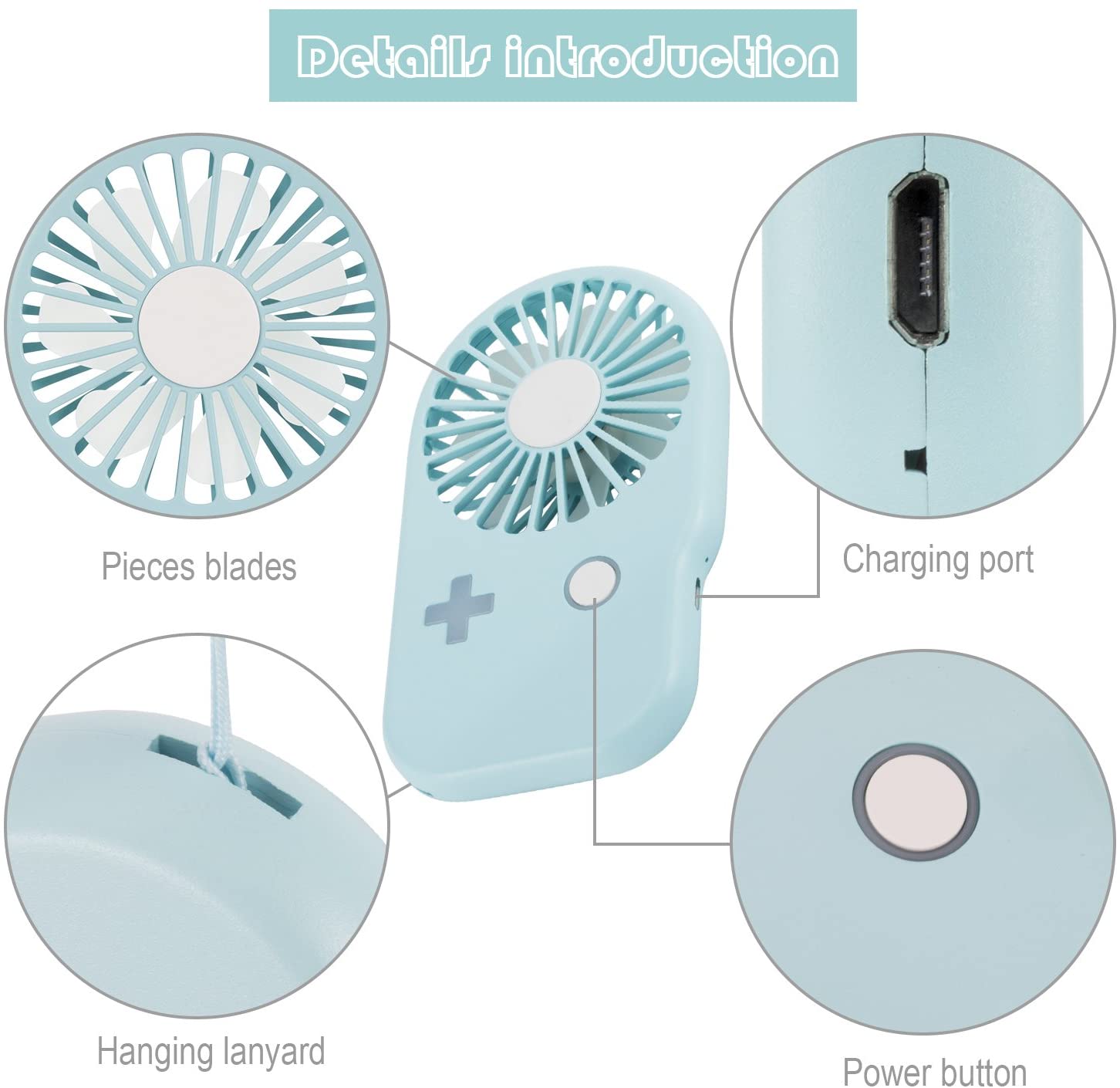 Portable Fan Mini Handheld Fan Powerful Speed Adjustable Pocket Personal USB Fan