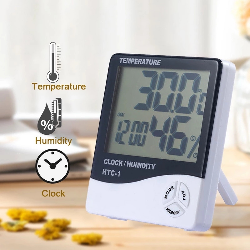 HTC-1Home Indoor Outdoor hygrometer thermometer Weather Station with Clock