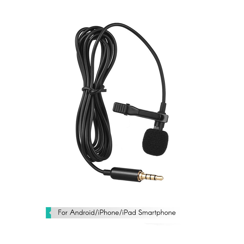 Andoer 1.45m Mini Portable Microphone Condenser Clip-on Lapel Lavalier Mic Wired Mikrofon