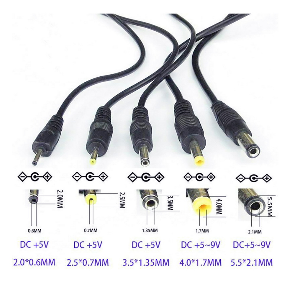 USB Port to 2.0*0.6mm 2.5*0.7mm 3.5*1.35mm 4.0*1.7mm 5.5*2.1mm 5V DC Barrel Jack Power Charger Cable