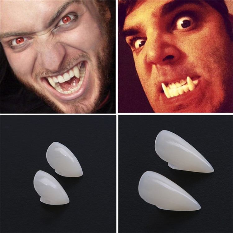 2 pairs Dentures Zombie Ghost Devil Werewolf Teeth Prop Costume Party Vampire Teeth Kid Toy