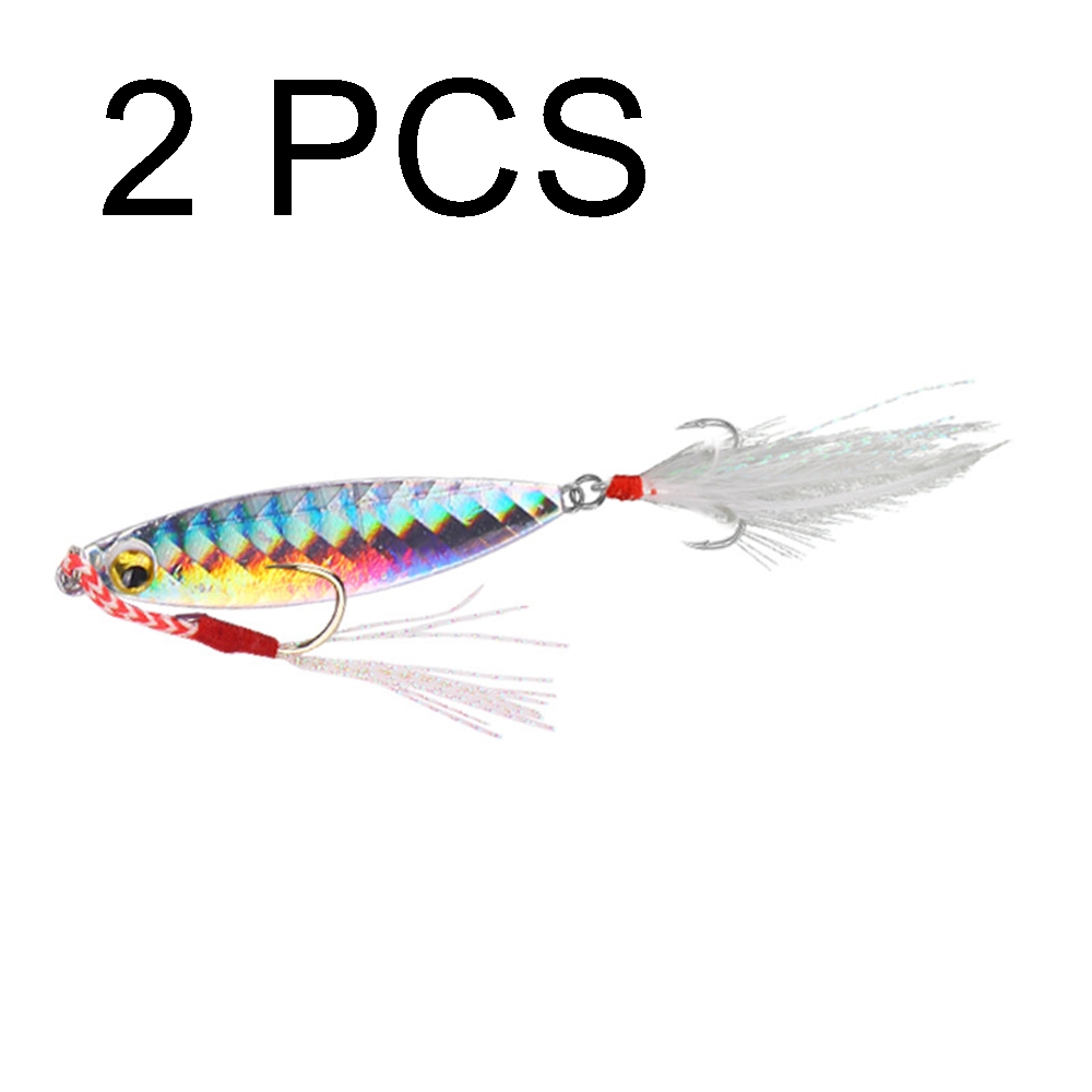 Iron plate 7g 10g 15g 20g blood tank hook lure bait fishing bait with feather sequins