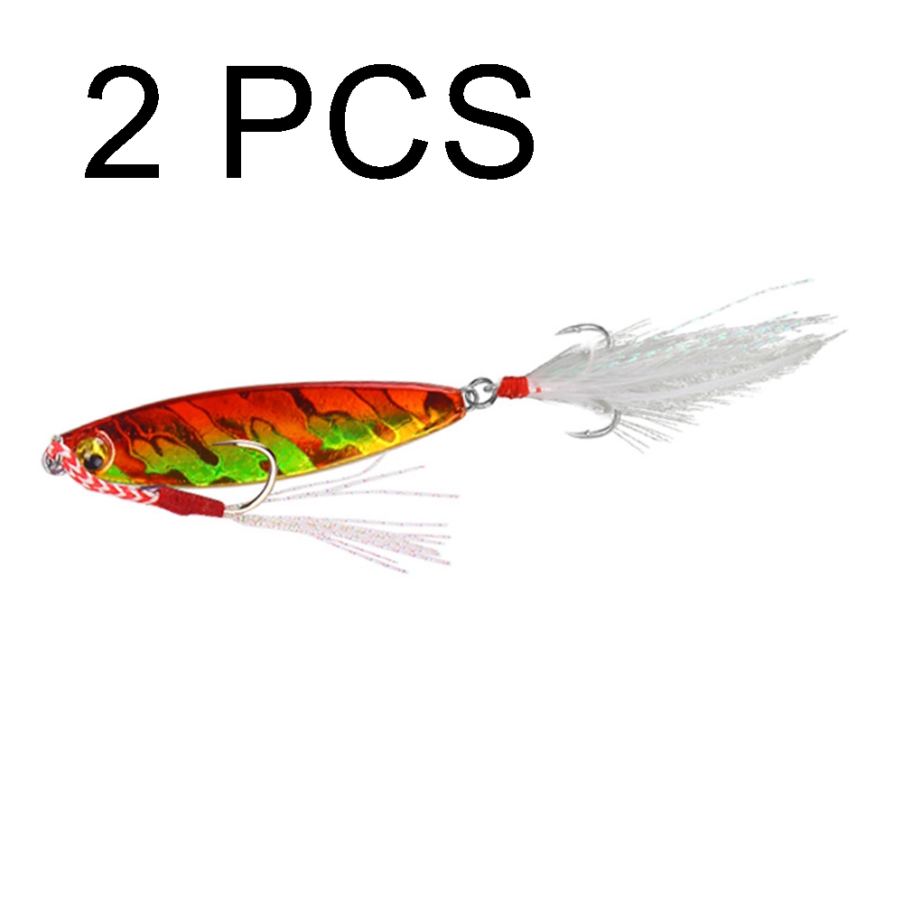 Iron plate 7g 10g 15g 20g blood tank hook lure bait fishing bait with feather sequins