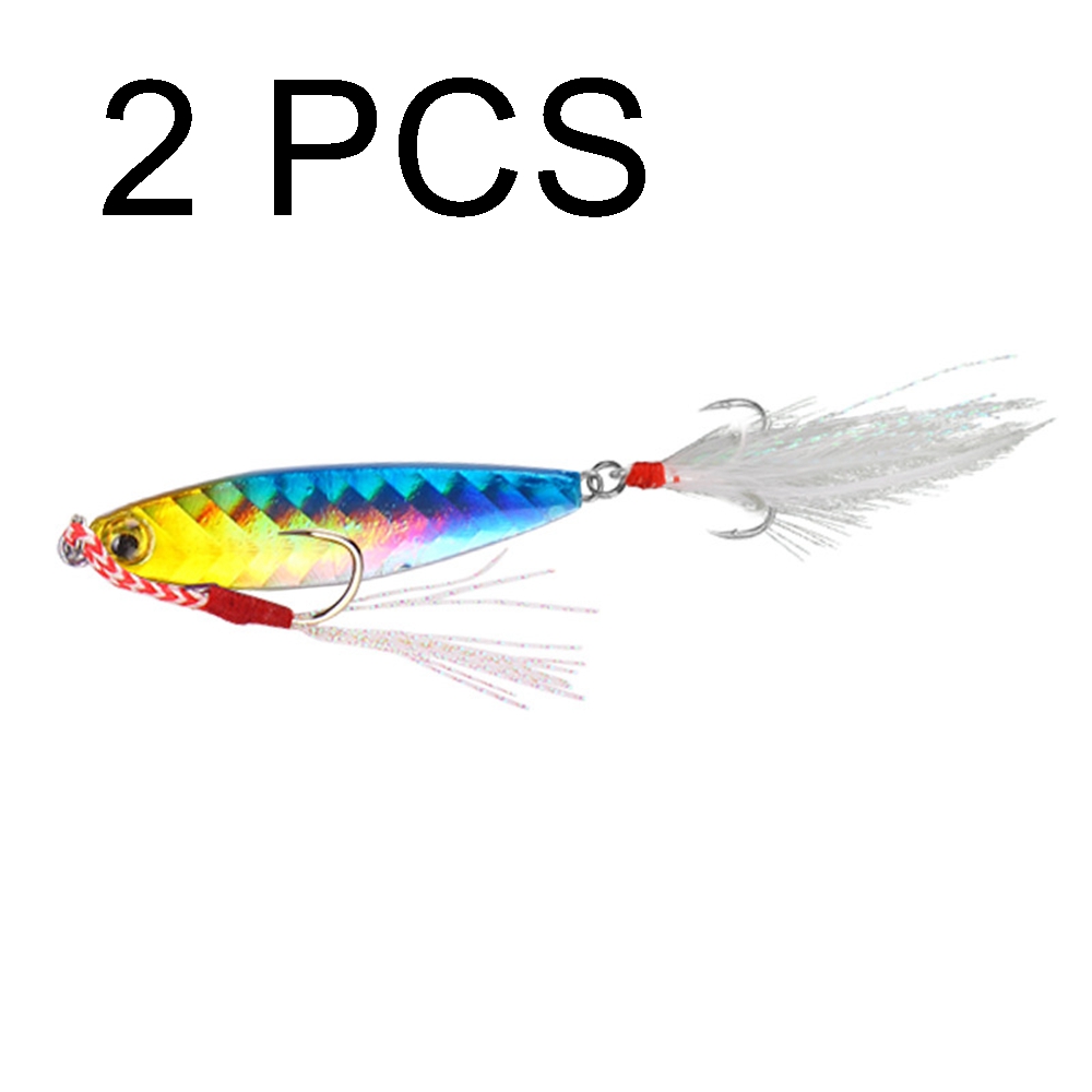 Iron plate 7g 10g 15g 20g blood tank hook lure bait fishing bait with feather sequins