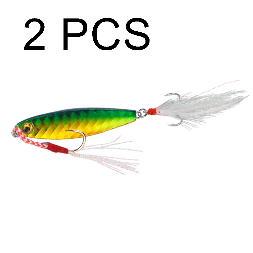 Iron plate 7g 10g 15g 20g blood tank hook lure bait fishing bait with feather sequins