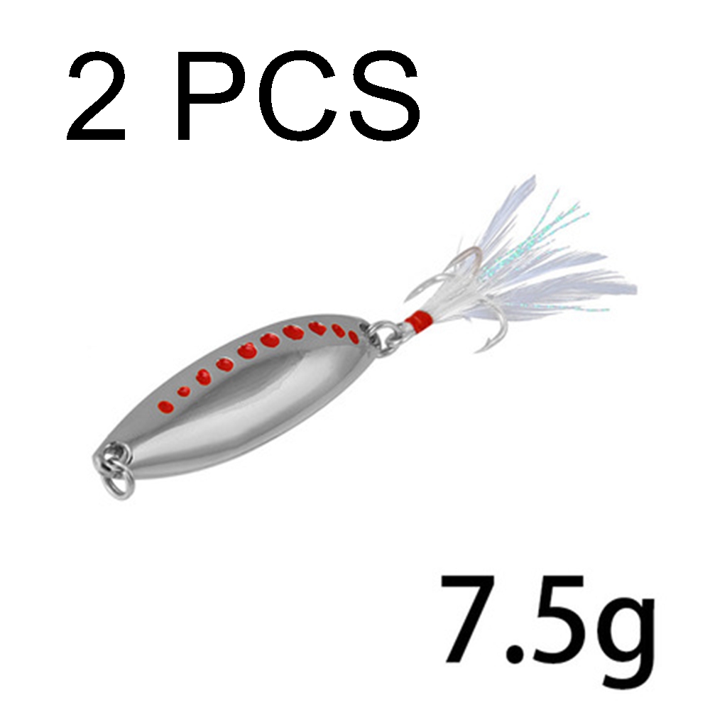 2PCS Lure leeches sequins metal sequins lure bait with feather blood tank hook fishing bait