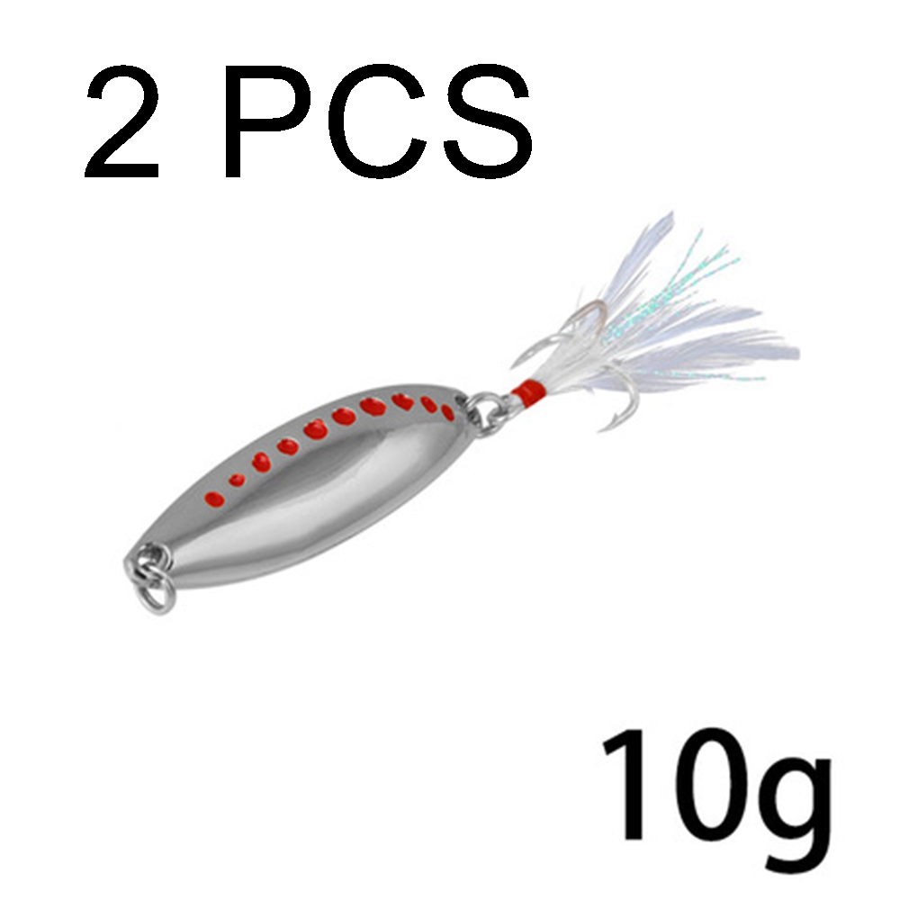 2PCS Lure leeches sequins metal sequins lure bait with feather blood tank hook fishing bait