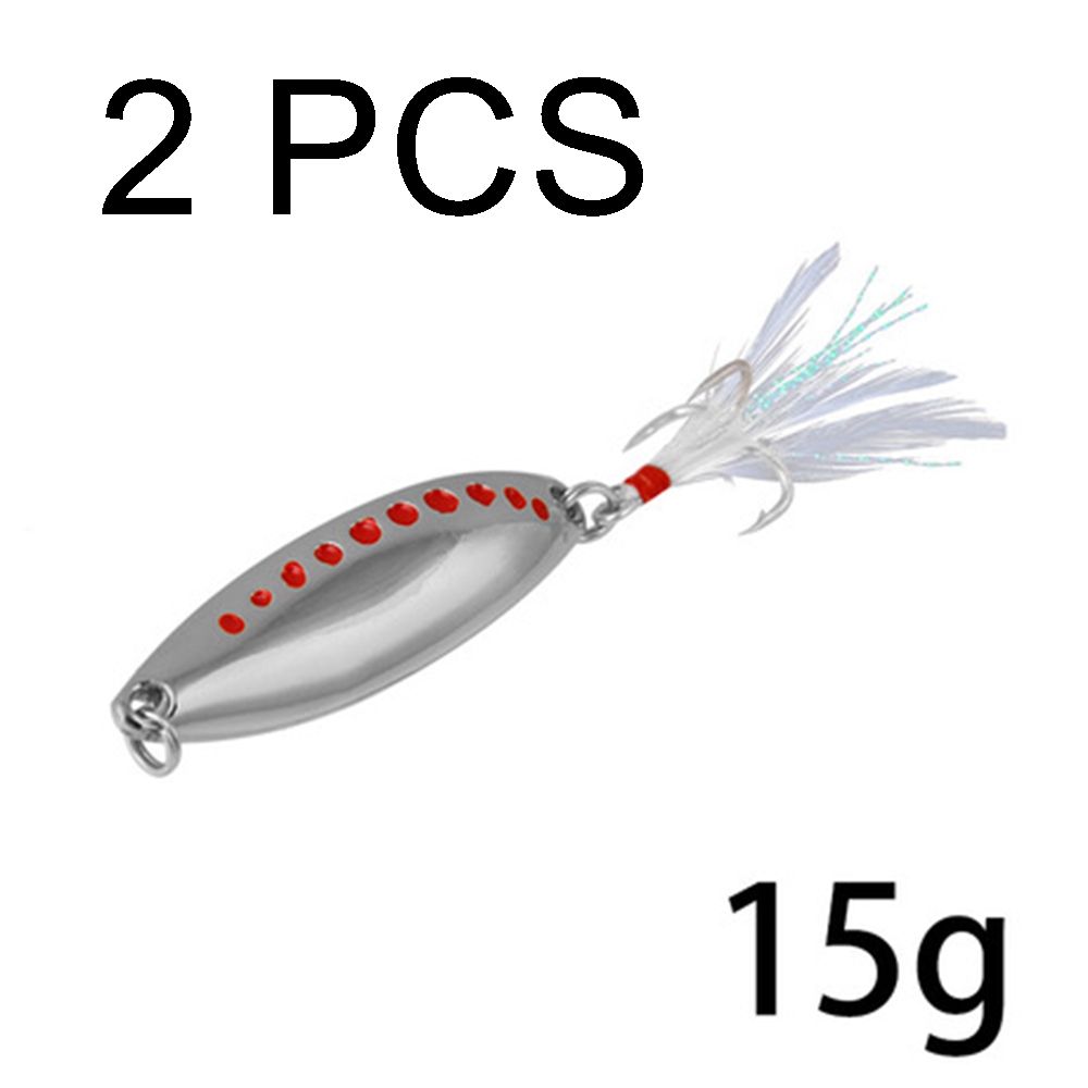 2PCS Lure leeches sequins metal sequins lure bait with feather blood tank hook fishing bait