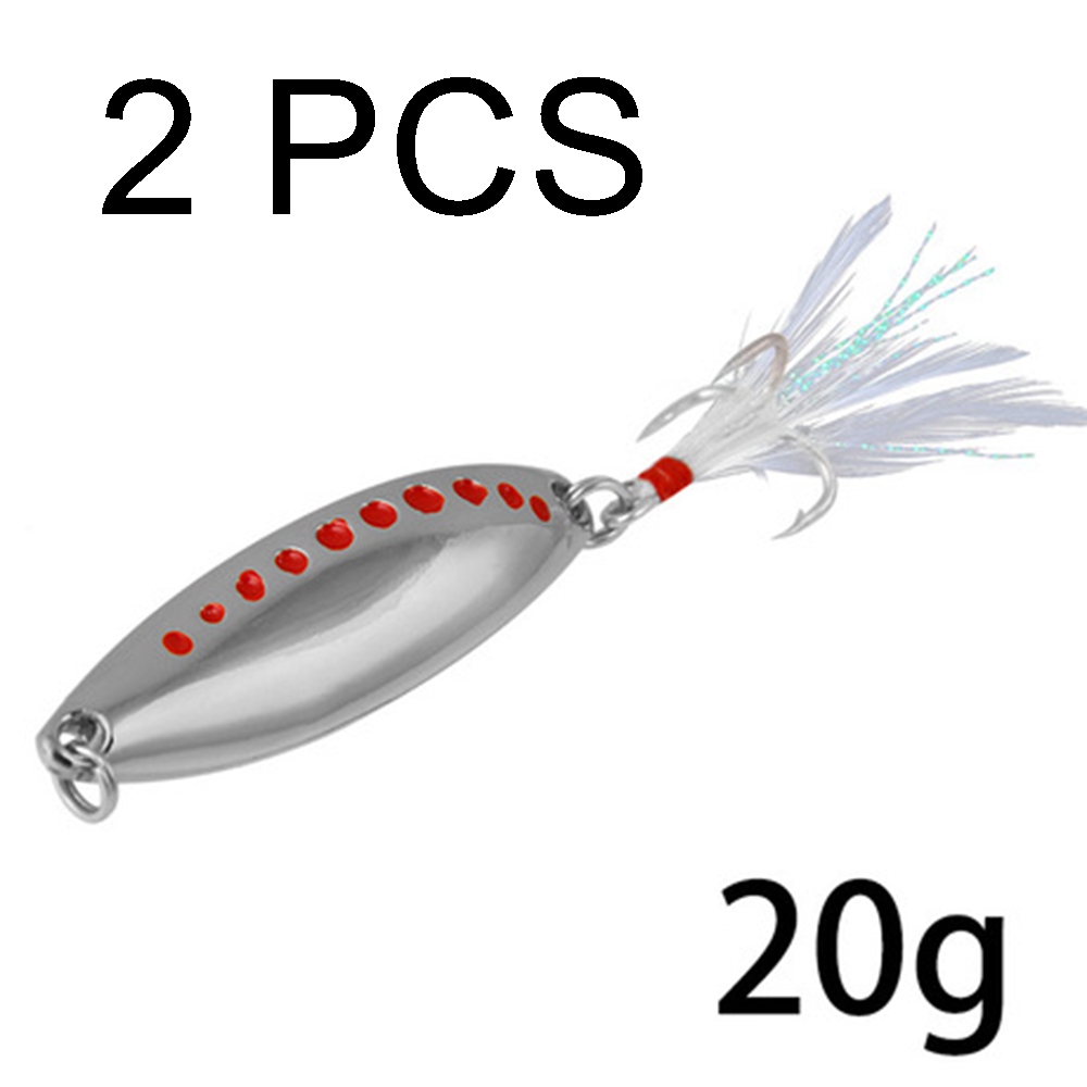 2PCS Lure leeches sequins metal sequins lure bait with feather blood tank hook fishing bait