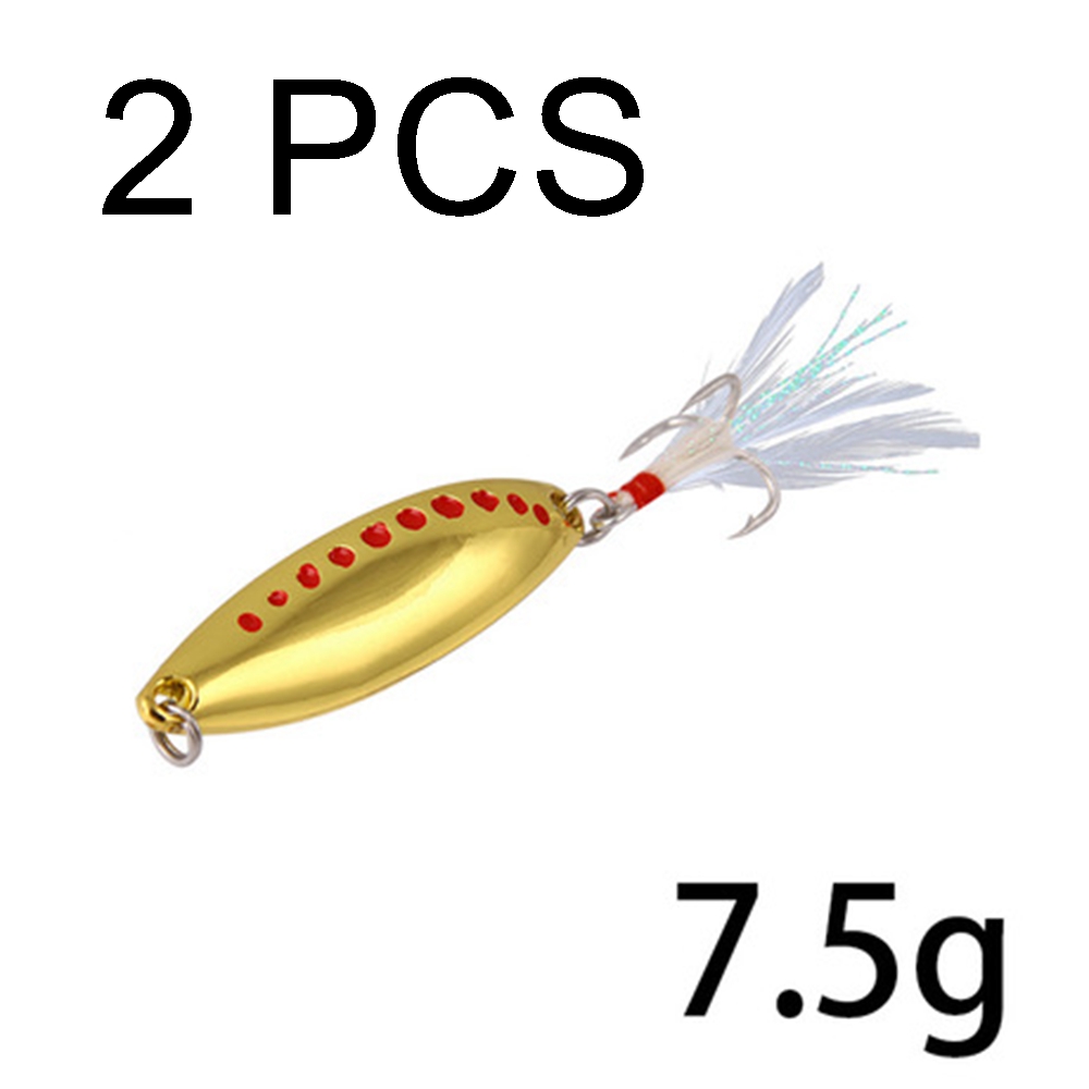 2PCS Lure leeches sequins metal sequins lure bait with feather blood tank hook fishing bait