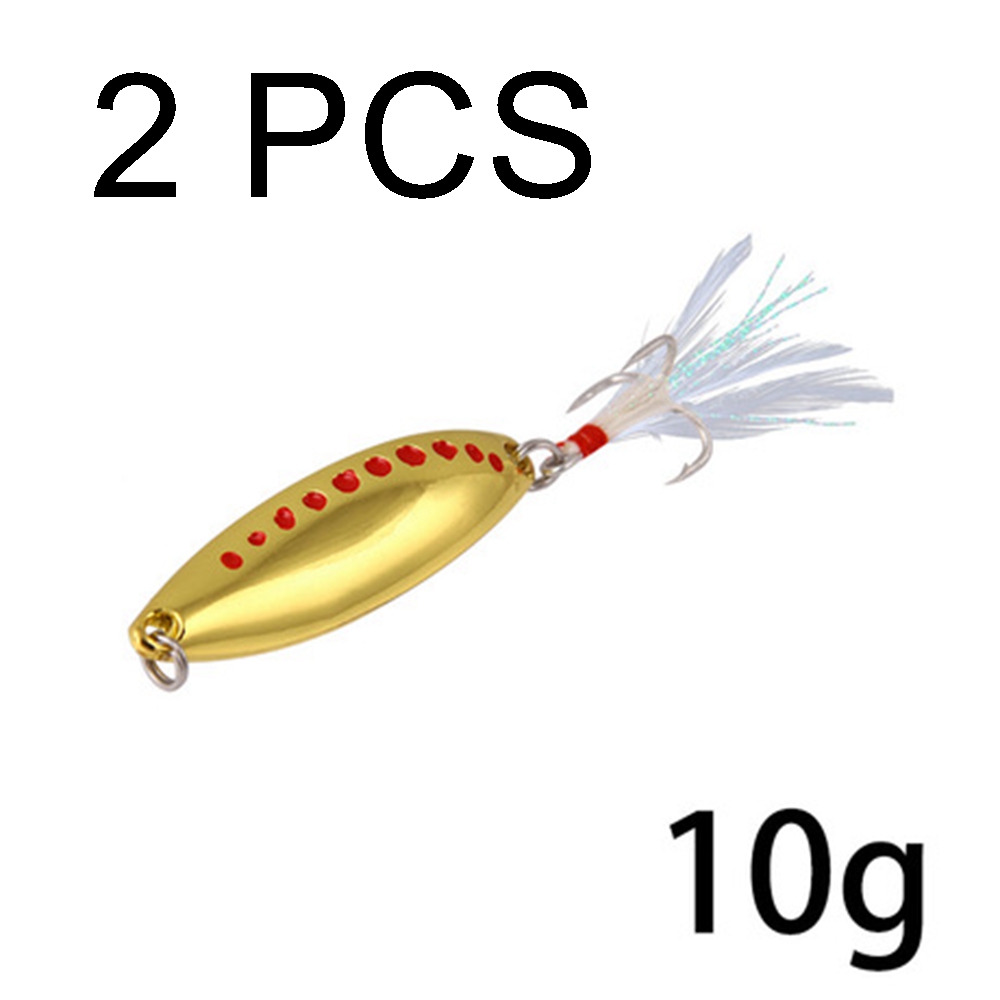 2PCS Lure leeches sequins metal sequins lure bait with feather blood tank hook fishing bait