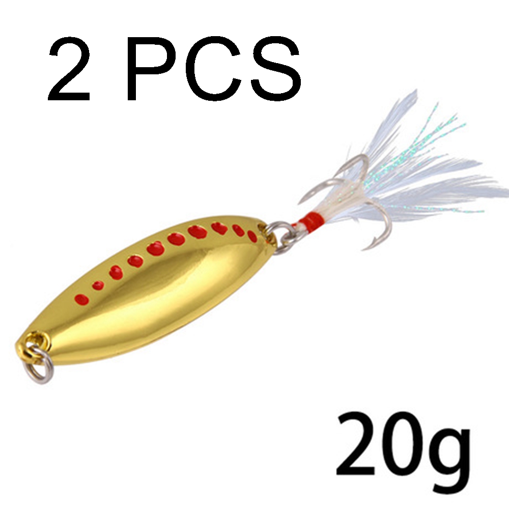 2PCS Lure leeches sequins metal sequins lure bait with feather blood tank hook fishing bait