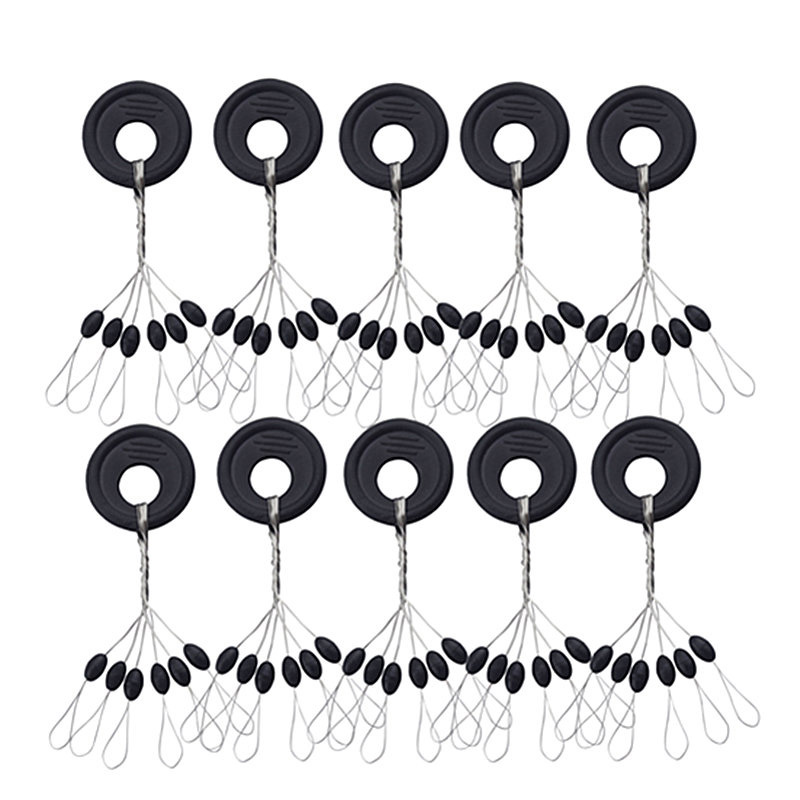 10 Group 60pcs Tackle Resistance Space Vertical silicone Beans Rod Clip/o-shaped Fishing Accessories