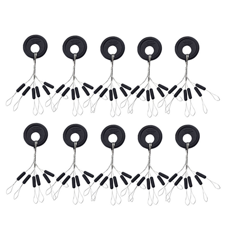 10 Group 60pcs Tackle Resistance Space Vertical silicone Beans Rod Clip/o-shaped Fishing Accessories