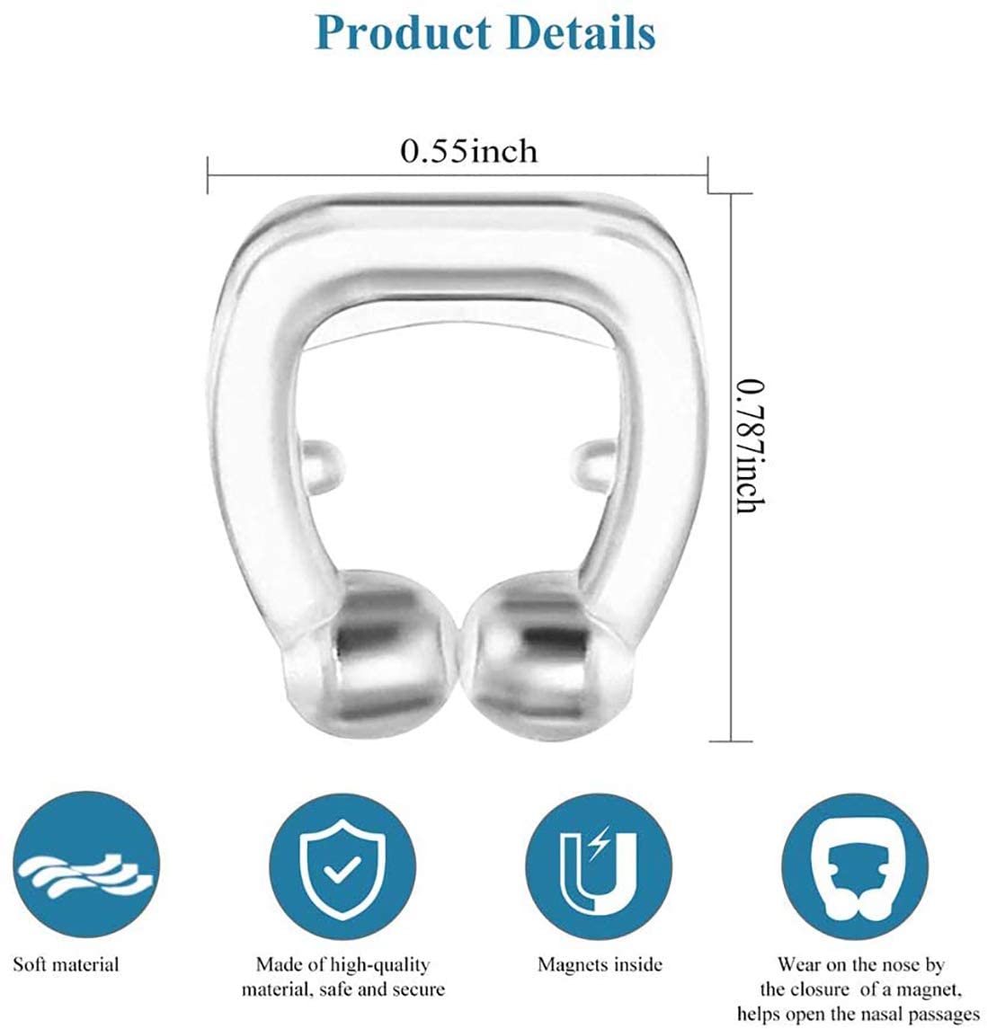 （2 pcs）Anti Snoring Devices, Silicone Magnetic Anti Snore Nose Clip to Ease Breathing,Sleep Aid