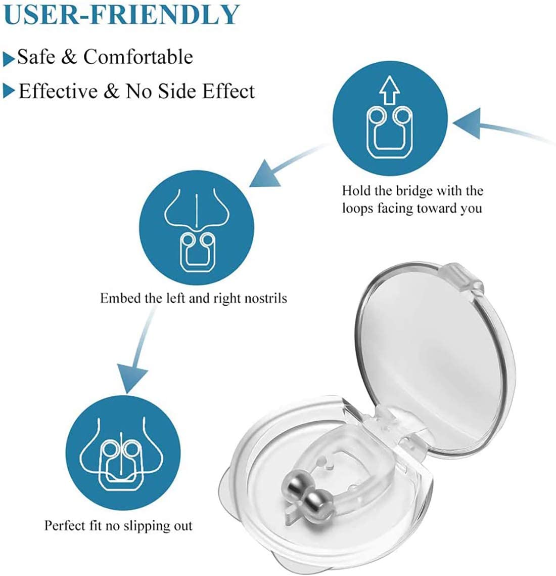 （2 pcs）Anti Snoring Devices, Silicone Magnetic Anti Snore Nose Clip to Ease Breathing,Sleep Aid