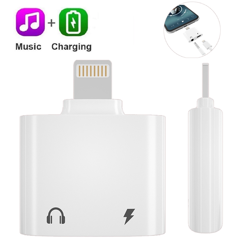 2 in 1 Cable 3.5mm Adaptor Jack Dongle Earphone Convertor Music Charger and Aux Audio