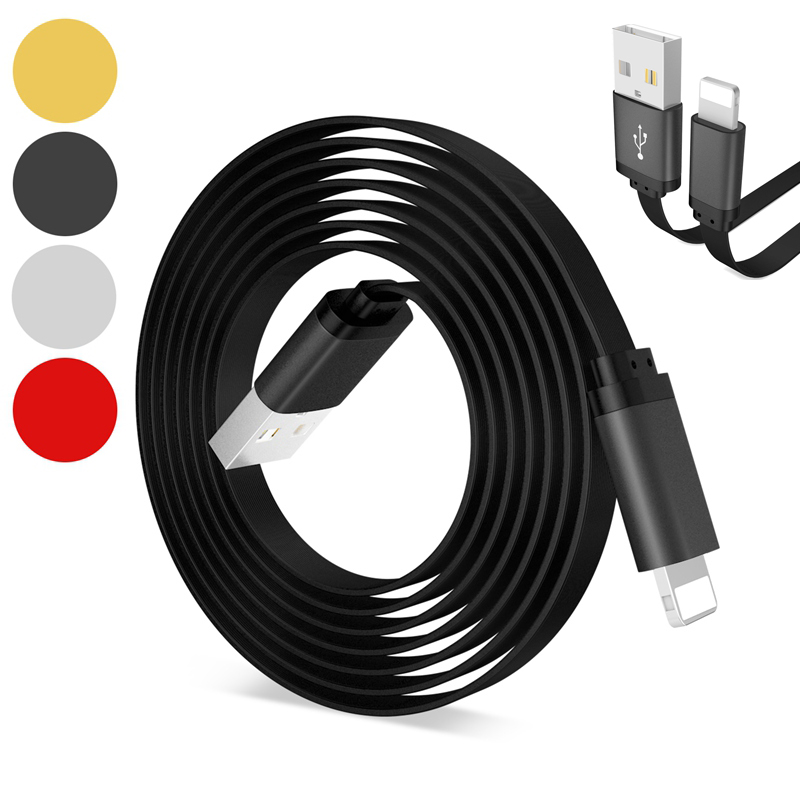 iPhone Charger, iPad Charger, iPod Charger, 3 ft Nylon Noodle cable USB Charging &amp; Syncing Cord