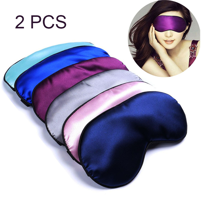 2Pcs New Pure Silk Sleep Rest Eye Mask Padded Shade Cover Travel Relax Aid Blindfolds Health Care
