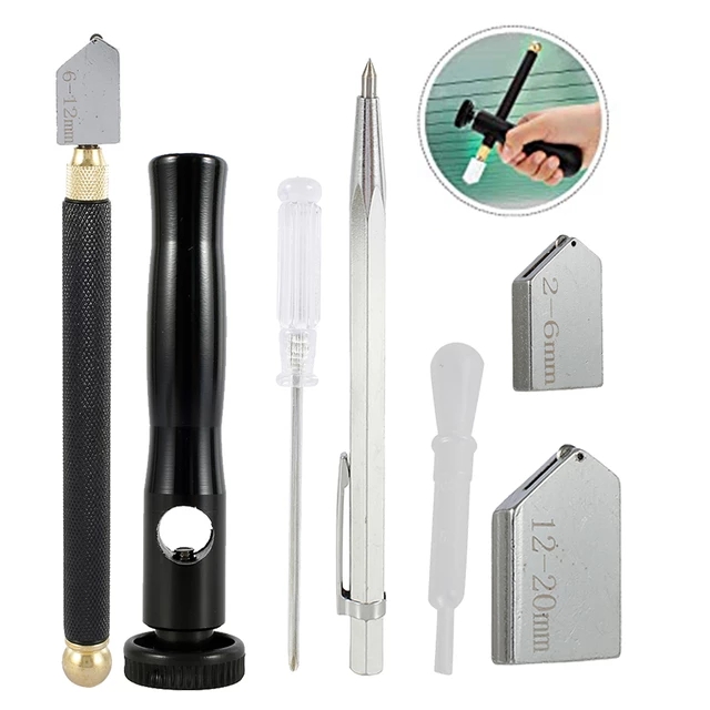 7pcs Glass Cutter Booster Lettering Pen Set Glass Cutter Diamond Tip Steel Blade Cutting Tool