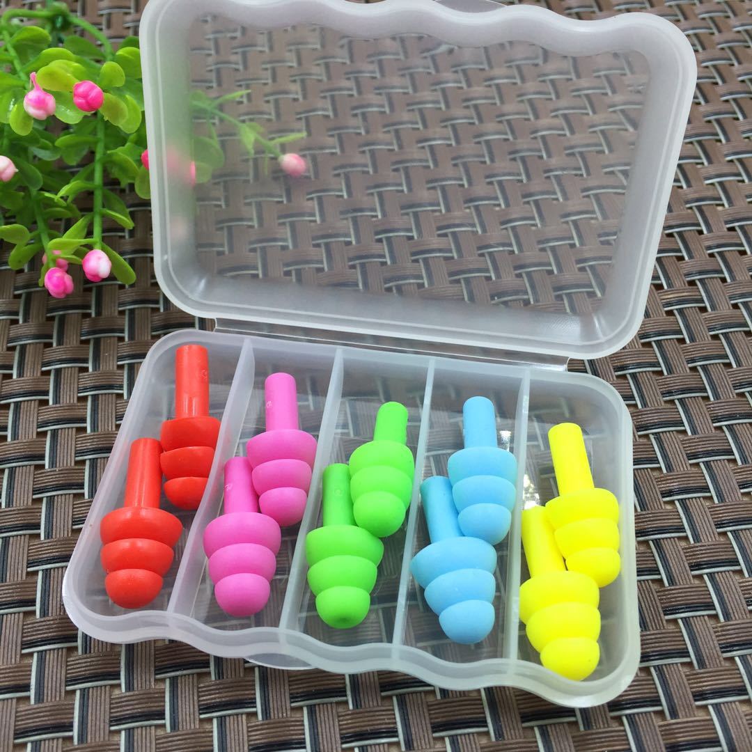 （5 pairs） Silicone anti-noise earplugs, anti-water earplugs for bathing and swimming
