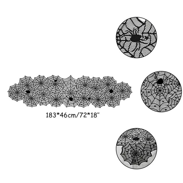 Halloween Decoration Lace Spider Web Skeleton Skull Tablecloth Fireplace Mantel Scarf