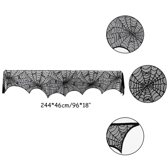 Halloween Decoration Lace Spider Web Skeleton Skull Tablecloth Fireplace Mantel Scarf