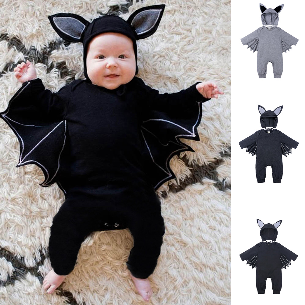 Halloween Costume Romper Hat Outfits Set Novelty bat Sleeve New Baby Rompers Cute Cartoon Clothes