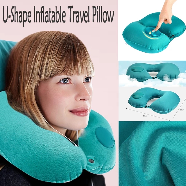 Portable U-Shape Inflatable Travel Pillow Car Headrest Air Cushion Office Nap Headrest Neck Pillows