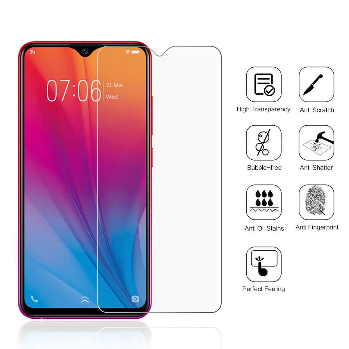 9H Screen Protectors Glass for vivo Z10/V9 Youth/V7 X20 Plus/X21/X21i/X23/X21s/V15 V9 X27 Pro/X3/X3L