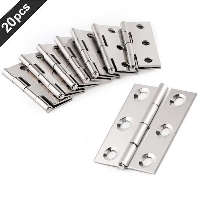 20 Pcs Hardware Stainless Steel Hinges Door Connector Durable Furniture Bookcase Window Cabinet Home