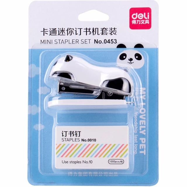 Mini cartoon stapler with 1000 pcs No.10 staples stapler Stationery Office school binding supplies