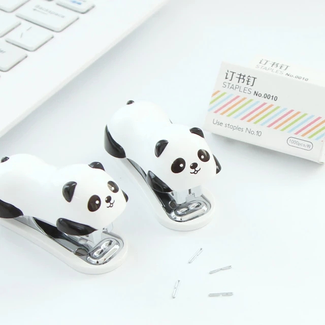 Mini cartoon stapler with 1000 pcs No.10 staples stapler Stationery Office school binding supplies