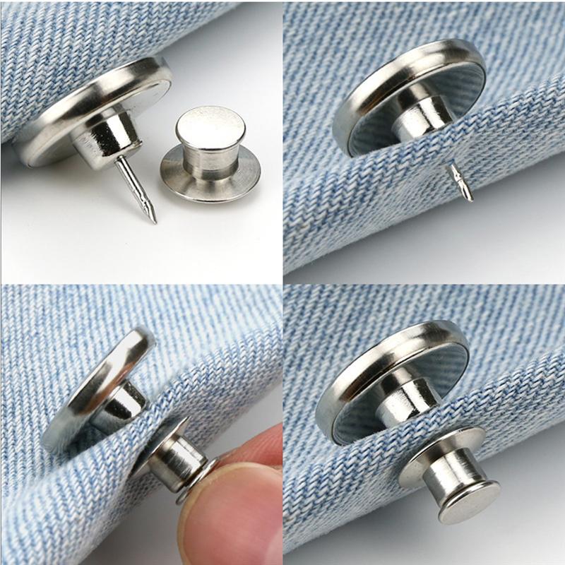 Alloy Detachable Buttons Jeans Clip Snap Button Perfect Fit Instant Universal Buckles Thin Waist
