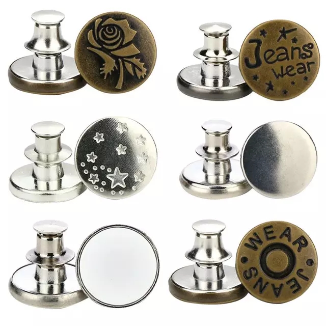 Alloy Detachable Buttons Jeans Clip Snap Button Perfect Fit Instant Universal Buckles Thin Waist