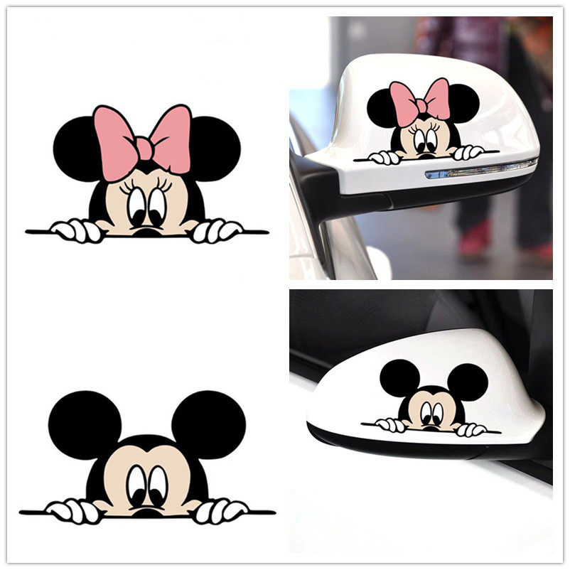 Cute cartoon stickers Mickey car Minnie car stickers fancy style decals decorative car 14*8