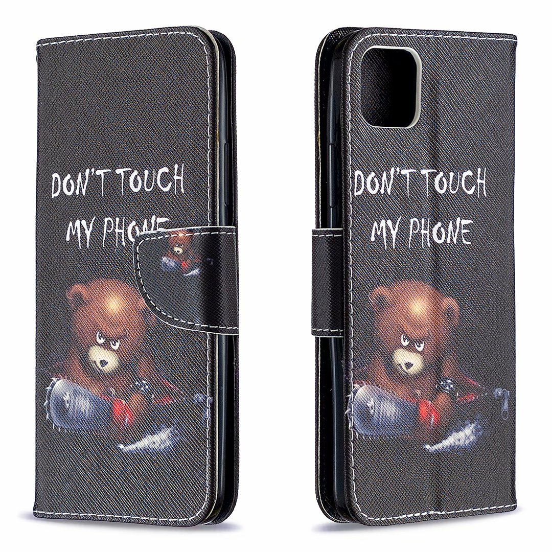 Oppo Realme C11 Case, Colorful Flip Leather Wallet Magnetic Phone Bag Cover - Don't touch my phone