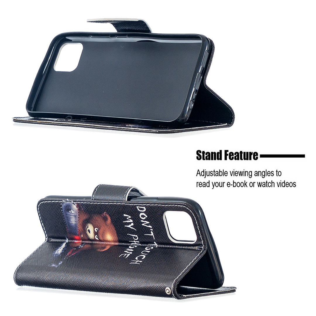 Oppo Realme C11 Case, Colorful Flip Leather Wallet Magnetic Phone Bag Cover - Don't touch my phone