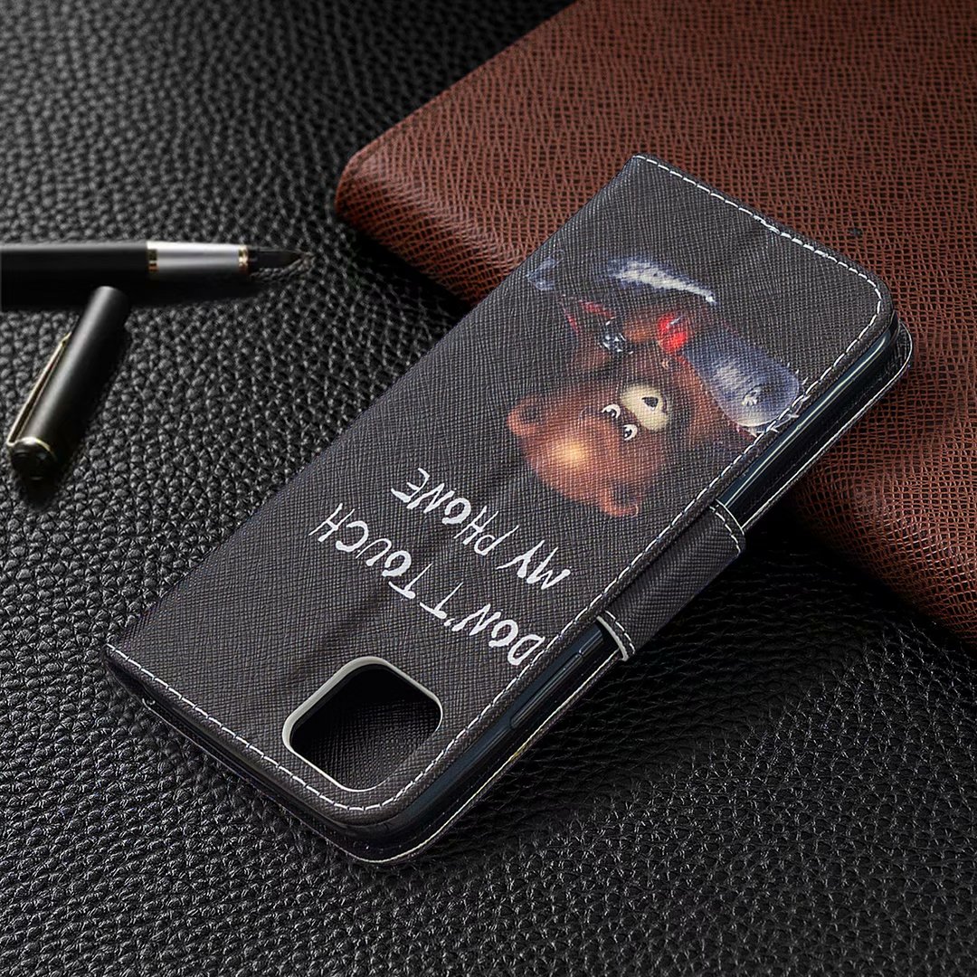 Oppo Realme C11 Case, Colorful Flip Leather Wallet Magnetic Phone Bag Cover - Don't touch my phone