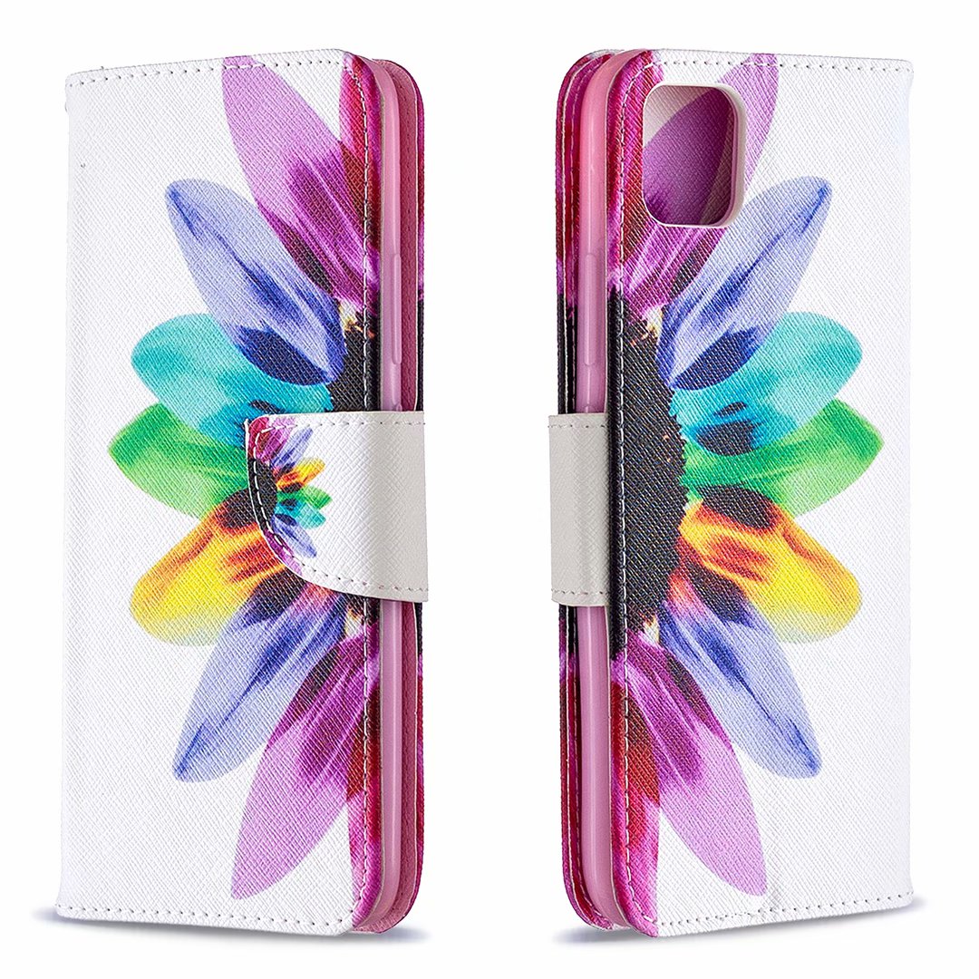 Oppo Realme C11 Case, Colorful Flip Leather PU Wallet Magnetic Phone Bag Cover - Sun flower