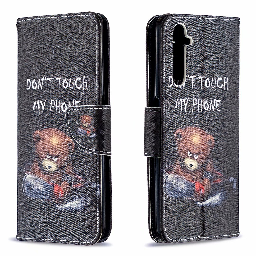 Oppo Realme 6 Pro Case, Colorful Flip Leather Wallet Magnetic Phone Bag Cover - Don't touch my phone